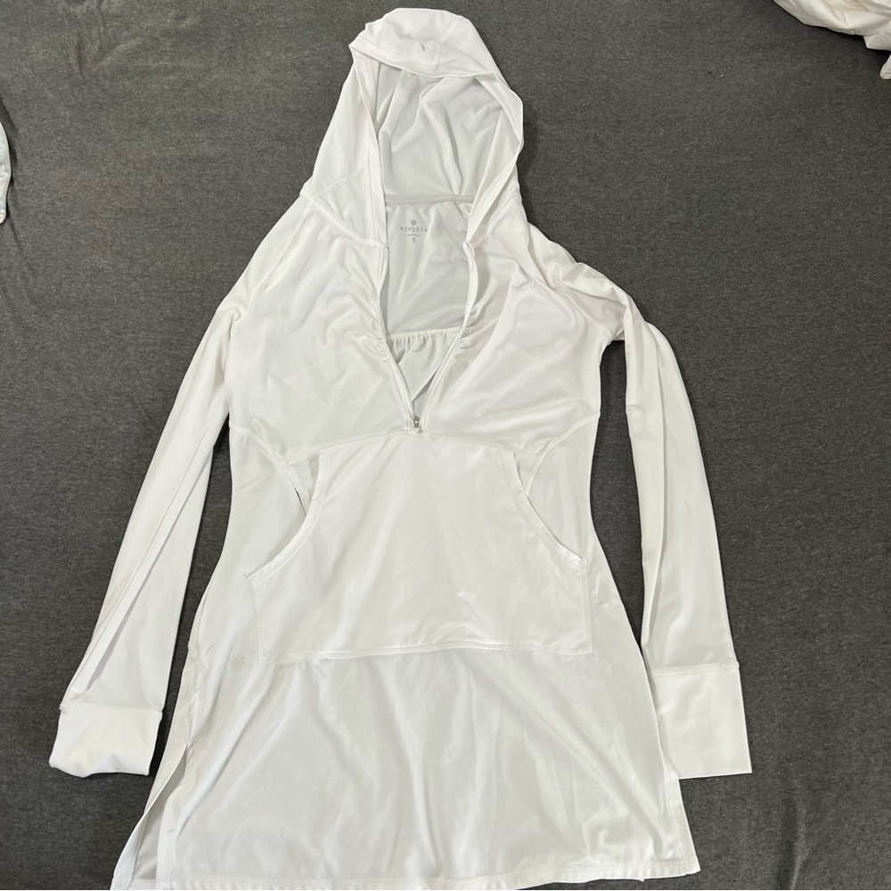 Athleta White Cover Up Jacket with Hood
